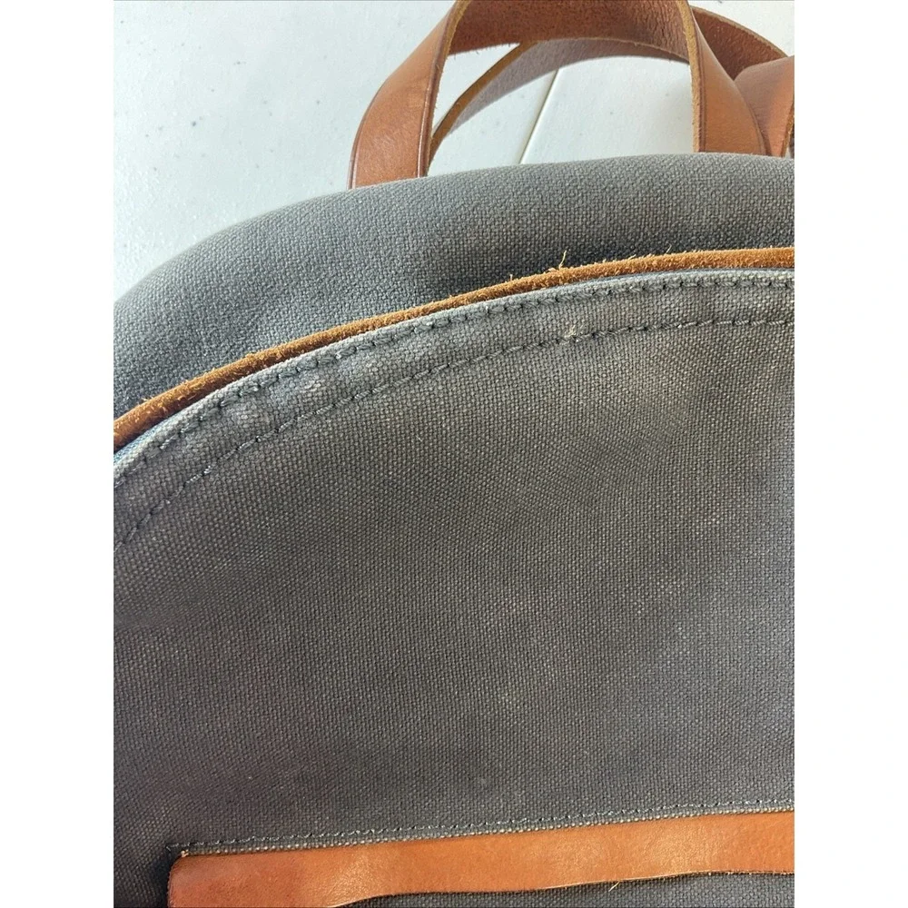 Madewell Charleston Heavy Canvas Laptop Backpack Leather Trim Dark Gray Commuter